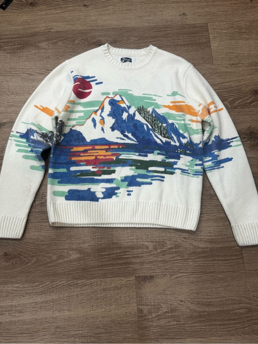 Billionaire Boys Club Mountain Lake Graphic Knit Sweater Size L